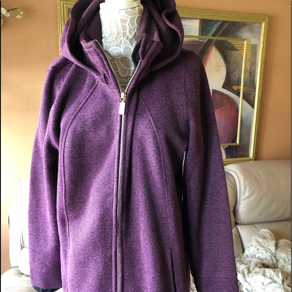 Knit three-quarter length zip up jacket